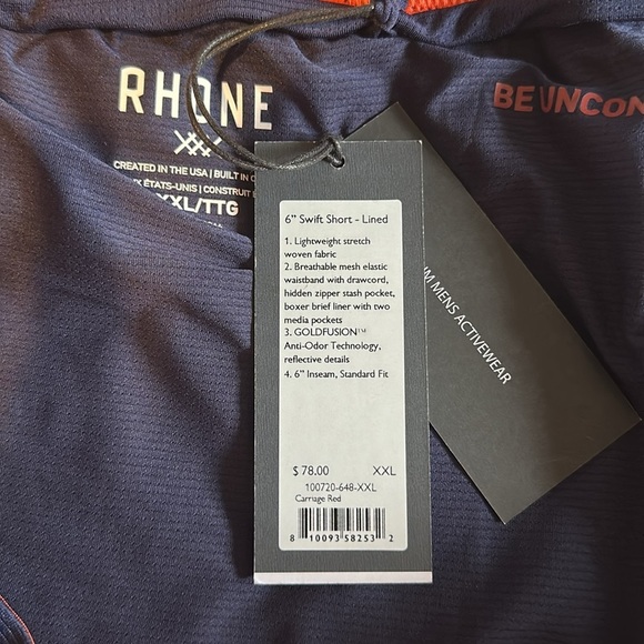 Rhone 6" Swift Short - Lined Carriage Red Size XXL - Picture 5 of 6